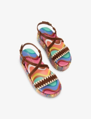 Kurt Geiger Suede Chelsea Flatform Sandals In Mult/other