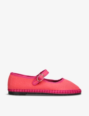 Flabelus Linen Mary Jane Flat In Barbara, Women's At Urban Outfitters In Pink
