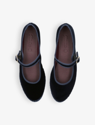 Flabelus Velvet Molly Mary Janes In Blue