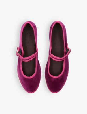 Flabelus Velvet Nomi Mary Jane Flats In Fuchsia