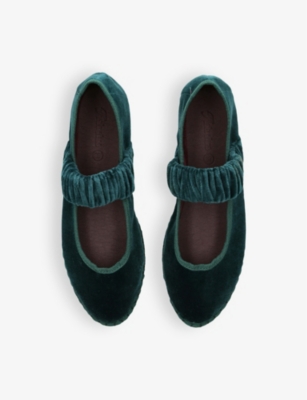 Mafalda scrunched-strap cotton-velvet ballet flats