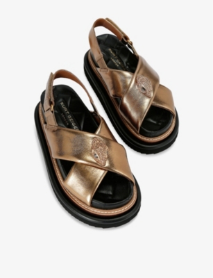 Kurt Geiger Orson Cross Strap Sandal In Bronze