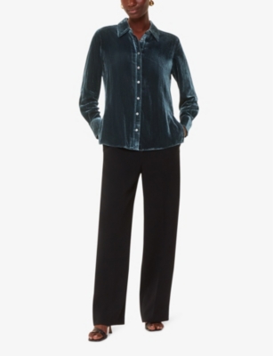 WHISTLES: Lara long-sleeve velvet shirt
