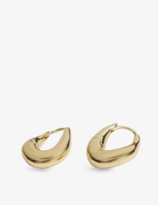 The White Company S Chunky Mini Brass Hoop Earrings Gold In Gold