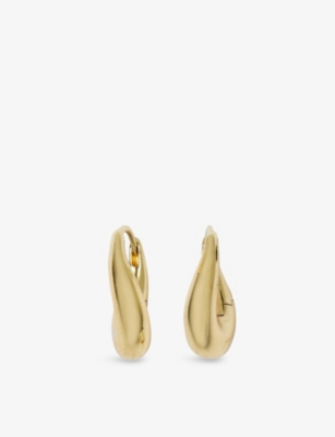 The White Company S Chunky Mini Brass Hoop Earrings Gold In Gold