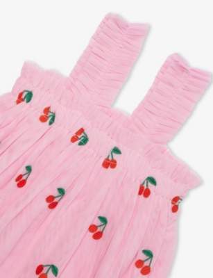 STELLA MCCARTNEY: Cherry Embroidered Woven Dress 6-36 Months