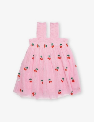 STELLA MCCARTNEY: Cherry Embroidered Woven Dress 6-36 Months