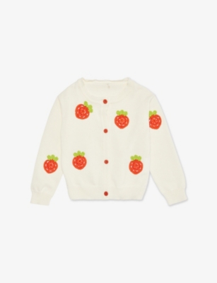STELLA MCCARTNEY: Strawberry-Embroidered Cotton-Knit Cardigan 6-36 Months