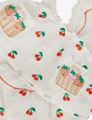 STELLA MCCARTNEY: Cherry-Embroidered Two-Piece Cotton and Linen Set 6-36 Months