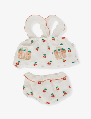 STELLA MCCARTNEY: Cherry-Embroidered Two-Piece Cotton and Linen Set 6-36 Months
