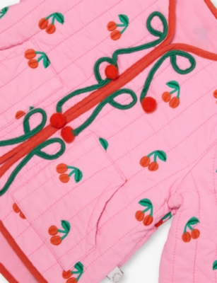 STELLA MCCARTNEY: Cherry-Embroidered Quilted Cotton Jacket 9-36 Months