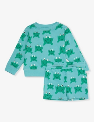 STELLA MCCARTNEY: Frog-print two-piece cotton-jersey set 6-36 months