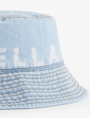 Stella Mccartney Light Blue Logo-print Denim Bucket Hat In Light Blue