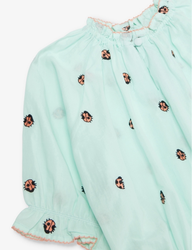 Ladybug-print short-sleeve cotton dress 4-10 years