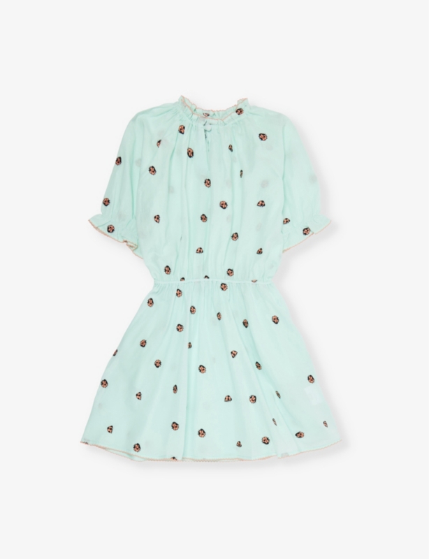 Ladybug-print short-sleeve cotton dress 4-10 years