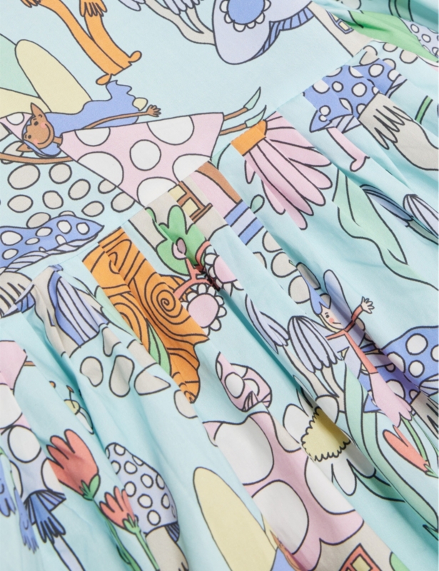 Fairy-print balloon-sleeve cotton-poplin dress 4-10 years