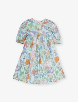 STELLA MCCARTNEY: Fairy-print balloon-sleeve cotton-poplin dress 4-10 years