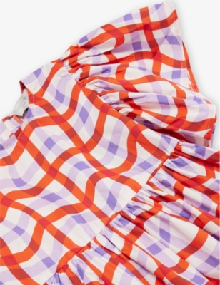 STELLA MCCARTNEY: Squiggle Check-Print Cotton Dress 4-12 Years