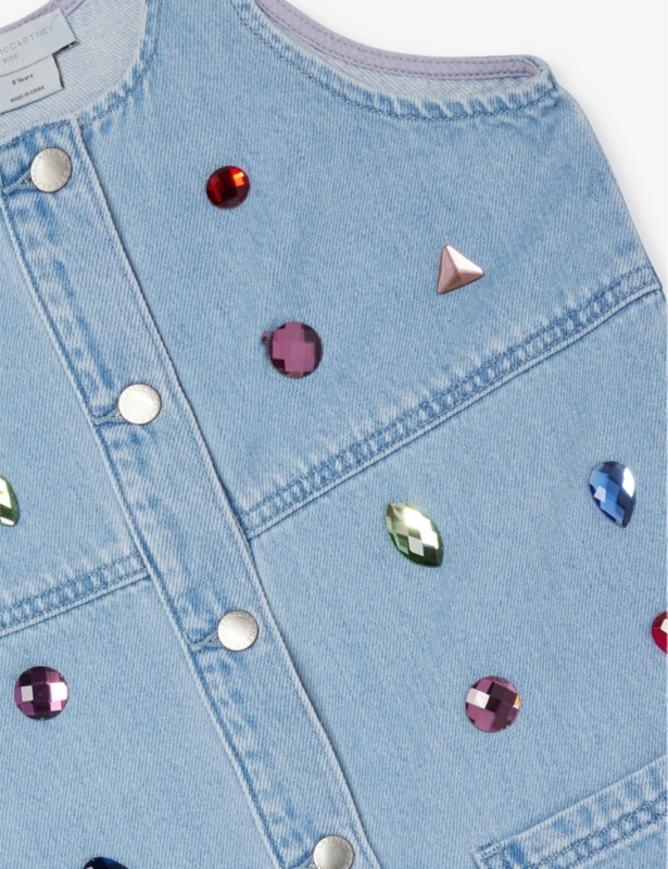 Jewel-Embellished Sleeveless Denim Dress 4-12 Years
