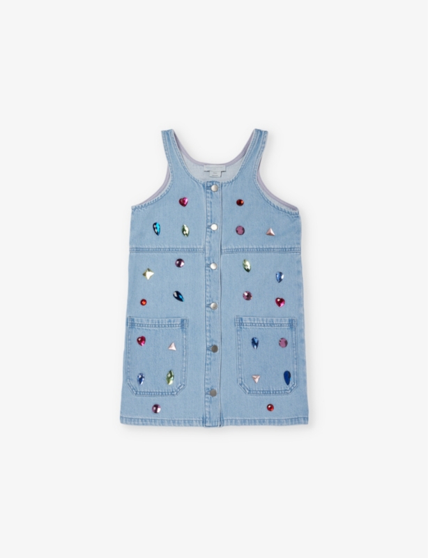 Jewel-Embellished Sleeveless Denim Dress 4-12 Years