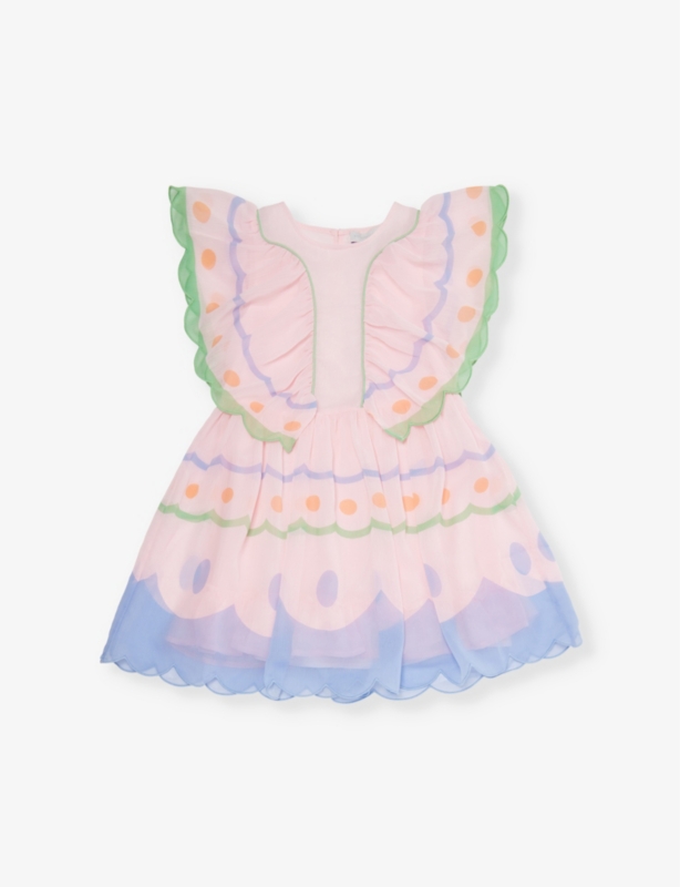 Frilled patterned woven mini dress 4-8 years
