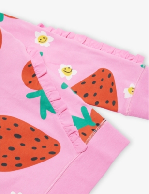 STELLA MCCARTNEY: Strawberry-Print Fringe Cotton-Jersey Sweat Set 4-12 Years