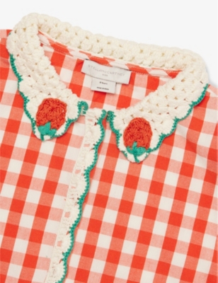 STELLA MCCARTNEY: Gingham crochet-trim cotton shirt 4-14 years