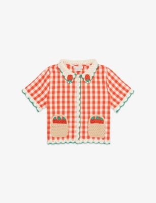 STELLA MCCARTNEY: Gingham crochet-trim cotton shirt 4-14 years