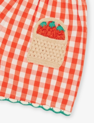 STELLA MCCARTNEY: Gingham crochet-trim cotton shorts 4-14 years