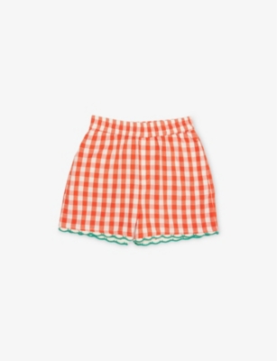 STELLA MCCARTNEY: Gingham crochet-trim cotton shorts 4-14 years