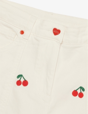 STELLA MCCARTNEY: Straight-leg cherry-embroidered denim jeans 4-14 years