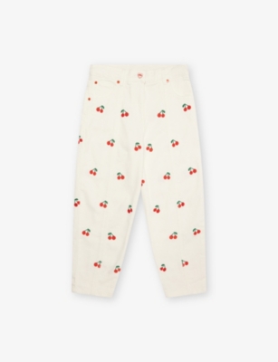STELLA MCCARTNEY: Straight-leg cherry-embroidered denim jeans 4-14 years