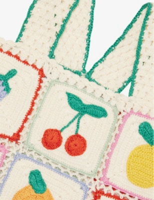 STELLA MCCARTNEY: Fruit-motif embroidered cotton-crochet top 4-14 years