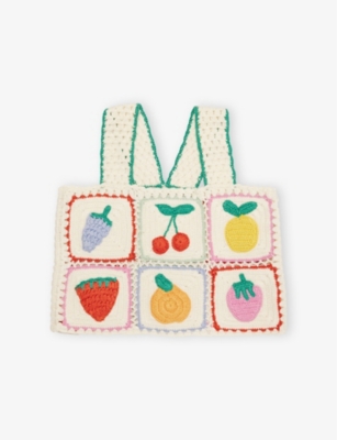Shop Stella Mccartney Fruit-motif Embroidered Cotton-crochet Top 4-14 Years Colourful