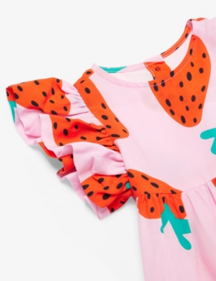 STELLA MCCARTNEY: Strawberry-Print Woven Dress and Bloomer Set 6-36 Months