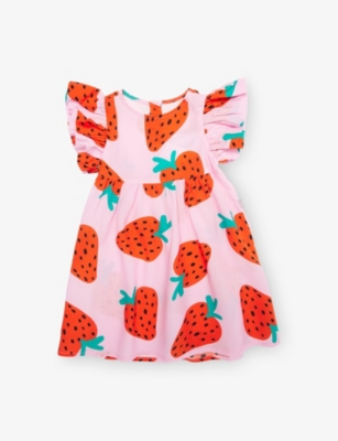 STELLA MCCARTNEY: Strawberry-Print Woven Dress and Bloomer Set 6-36 Months