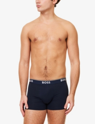 HUGO BOSS MENS OPEN MISCELLANEOUS POWER MID-RISE PACK OF THREE STRETCH-COTTON TRUNKS 