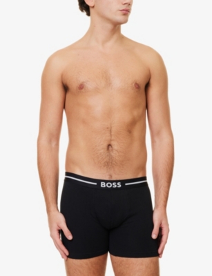HUGO BOSS MENS BOSS BOLD MID-RISE PACK OF THREE STRETCH-COTTON BOXER BRIEFS 