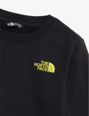 The North Face N Box Crew-neck Cotton-blend Sweatshirt 6-20 Years In Tnfblack/springgrn