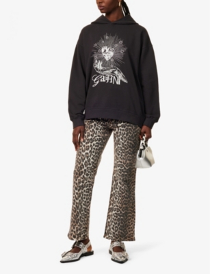 GANNI: Isoli Heart embroidered cotton hoody