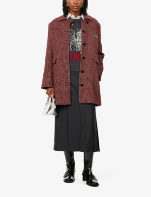Check Midi recycled-wool and recycled-polyester blend jacket