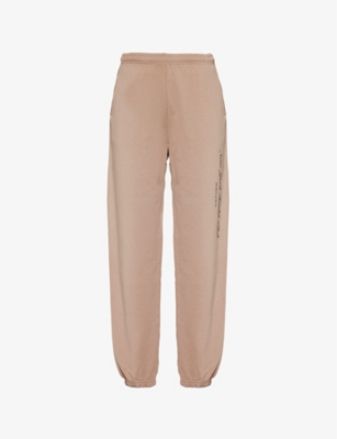 Shop Sporty And Rich Womens Mink Brand-print Two-slip-pockets Straight-leg High-rise Cotton-jersey Jogging Bottoms
