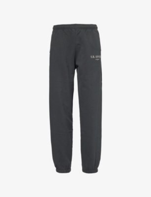 Sporty And Rich Navy Serif Lounge Pants In Faded Black