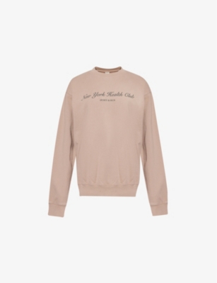 Sporty And Rich Womens Mink Brand-print Round-neck Cotton-jersey Sweatshirt