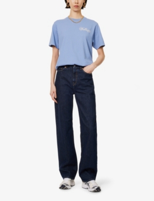 SPORTY & RICH: Brand-print short-sleeves cotton-jersey T-shirt