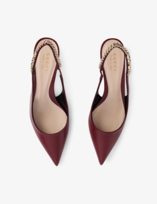 Gucci 45mm Signorina Slingback Pumps In Rosso Ancora