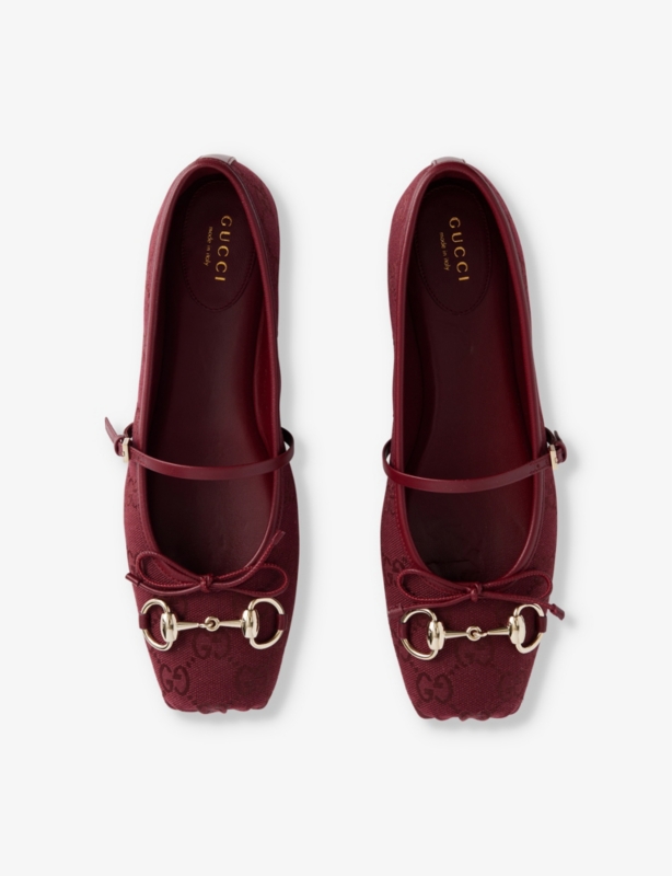Horsebit canvas ballet flats