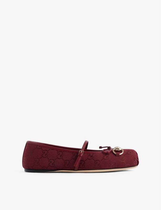 Horsebit canvas ballet flats