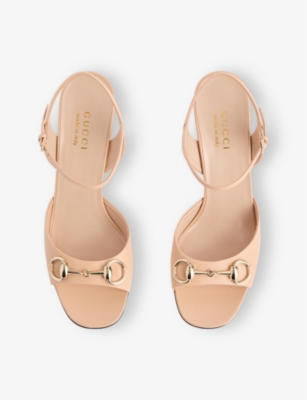 Horsebit Block-Heel Leather Sandals