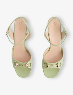 Horsebit Block-Heel Leather Sandals